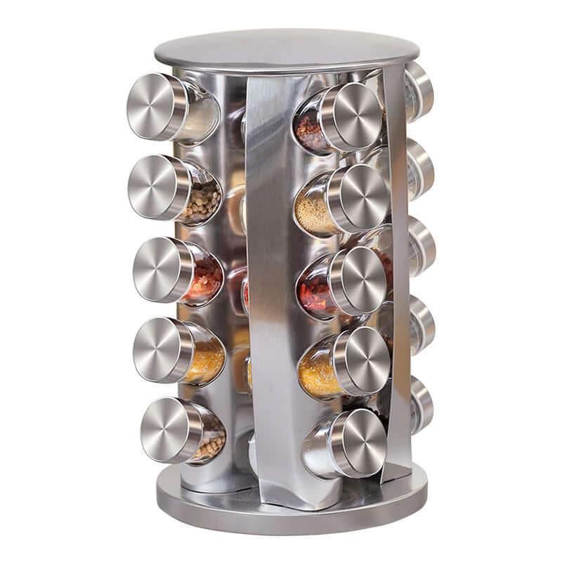 Edelstahl Drehgestell Gewürzständer Set Glas (verschiedene Größen) - Kochschein