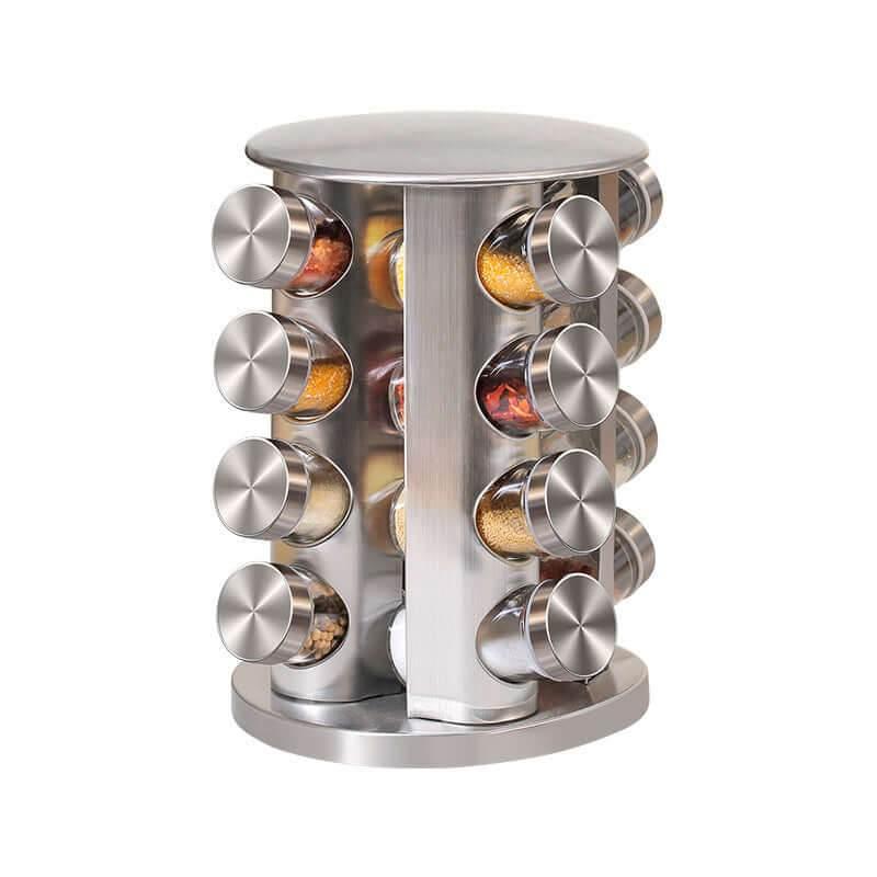 Edelstahl Drehgestell Gewürzständer Set Glas (verschiedene Größen) - Kochschein