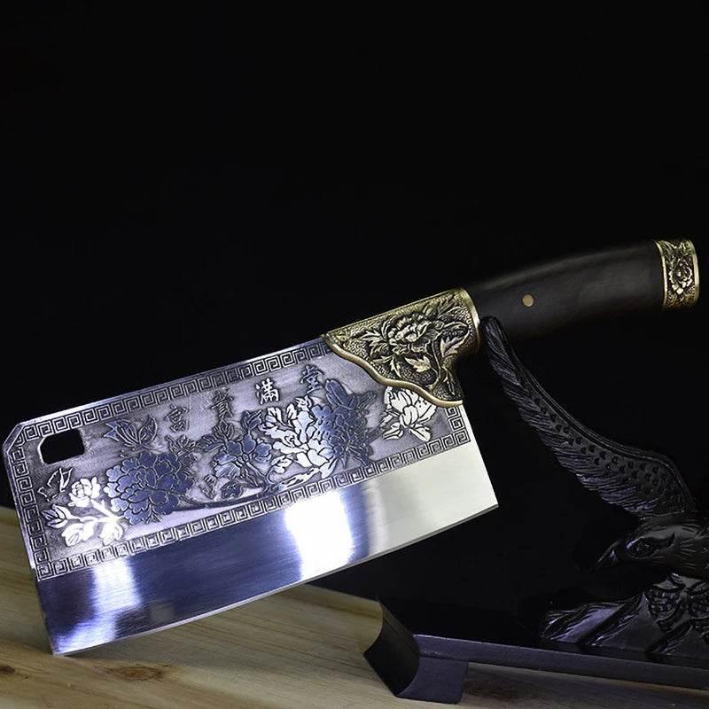 Einzigartiges 7,7 Zoll Chopper Küchenmesser - Edelstahl und Kupferverzierungen - Kochschein