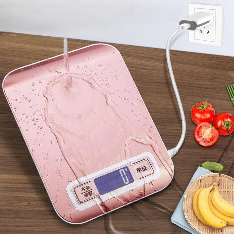 Digitale Küchenwaage Edelstahl - 10kg USB (2 Farben) - Kochschein