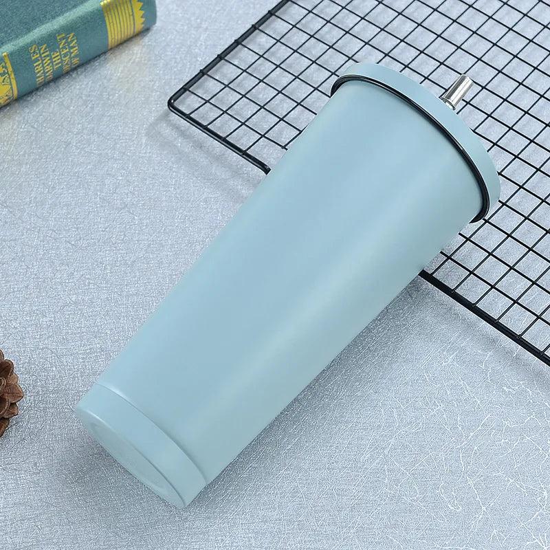 Wiedervewendbarer Edelstahl Trinkbecher Kaffeebecher - Deckel und Strohhalm (10 Farben) - Kochschein