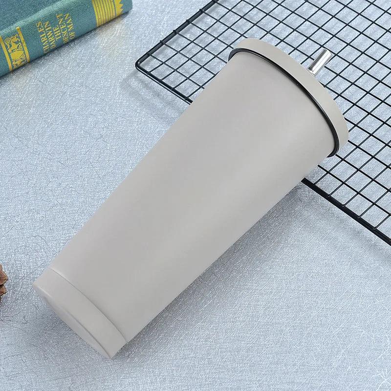 Wiedervewendbarer Edelstahl Trinkbecher Kaffeebecher - Deckel und Strohhalm (10 Farben) - Kochschein