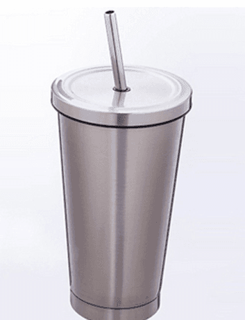 Wiedervewendbarer Edelstahl Trinkbecher Kaffeebecher - Deckel und Strohhalm (10 Farben) - Kochschein