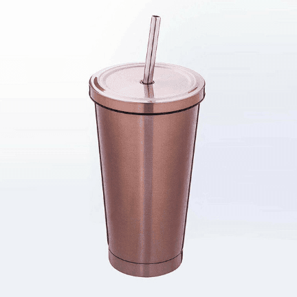 Wiedervewendbarer Edelstahl Trinkbecher Kaffeebecher - Deckel und Strohhalm (10 Farben) - Kochschein