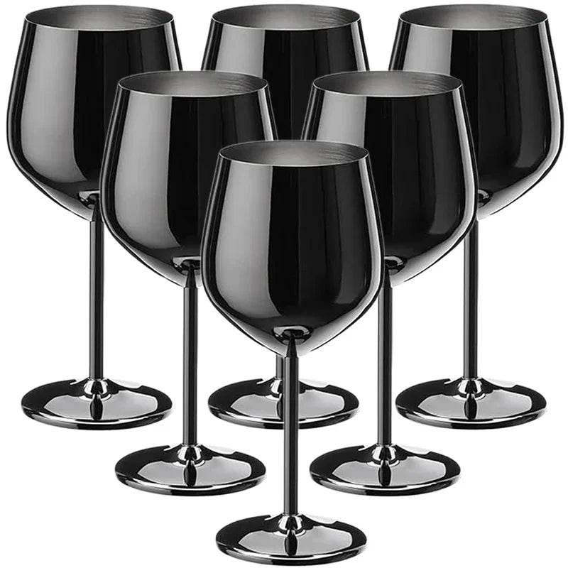 Edelstahl Weingläser - Champagner Rotwein Cocktailgläser (6er Set in 4 Farben) - Kochschein