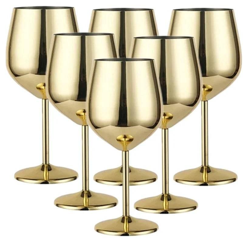 Edelstahl Weingläser - Champagner Rotwein Cocktailgläser (6er Set in 4 Farben) - Kochschein