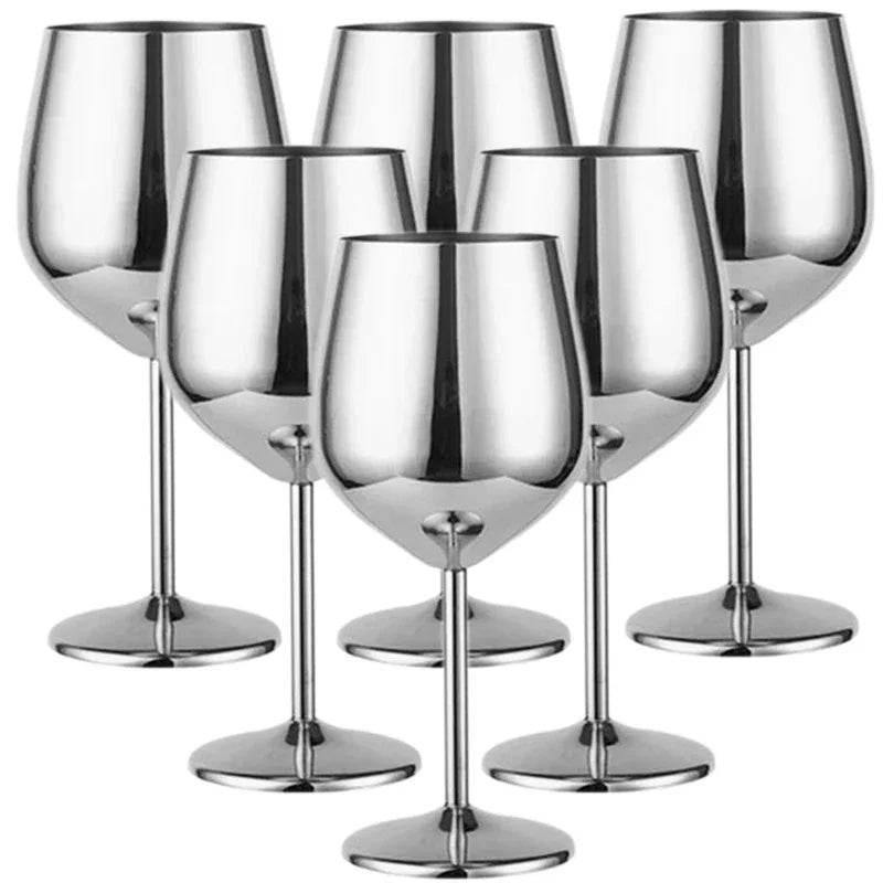 Edelstahl Weingläser - Champagner Rotwein Cocktailgläser (6er Set in 4 Farben) - Kochschein