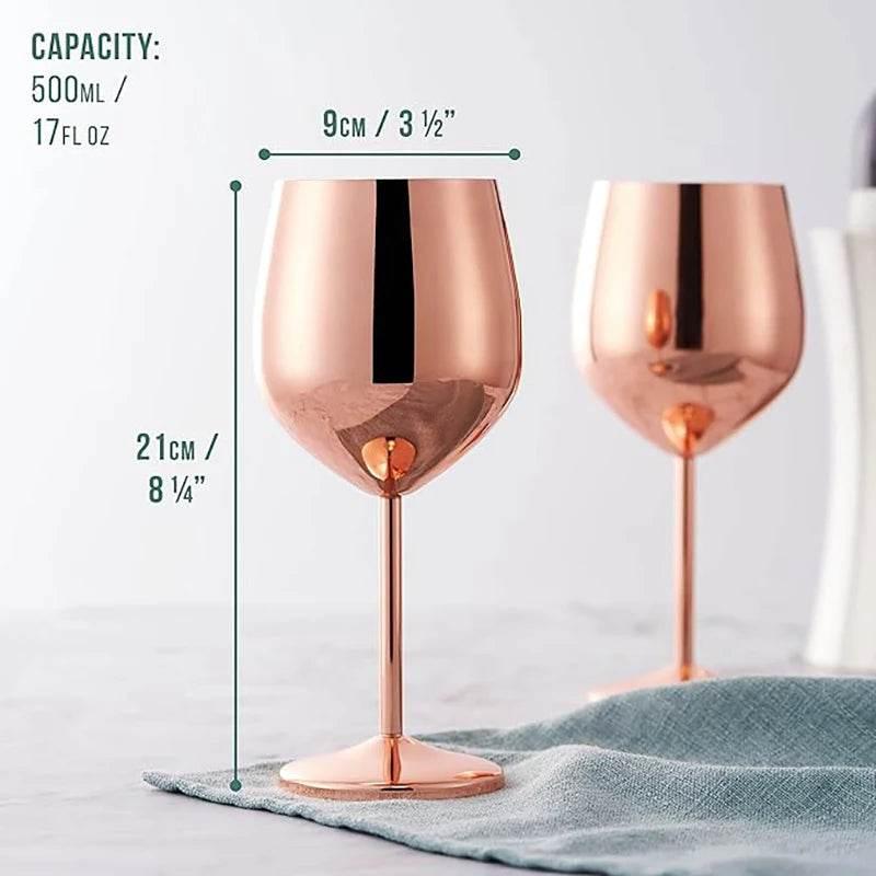 Edelstahl Weingläser - Champagner Rotwein Cocktailgläser (6er Set in 4 Farben) - Kochschein