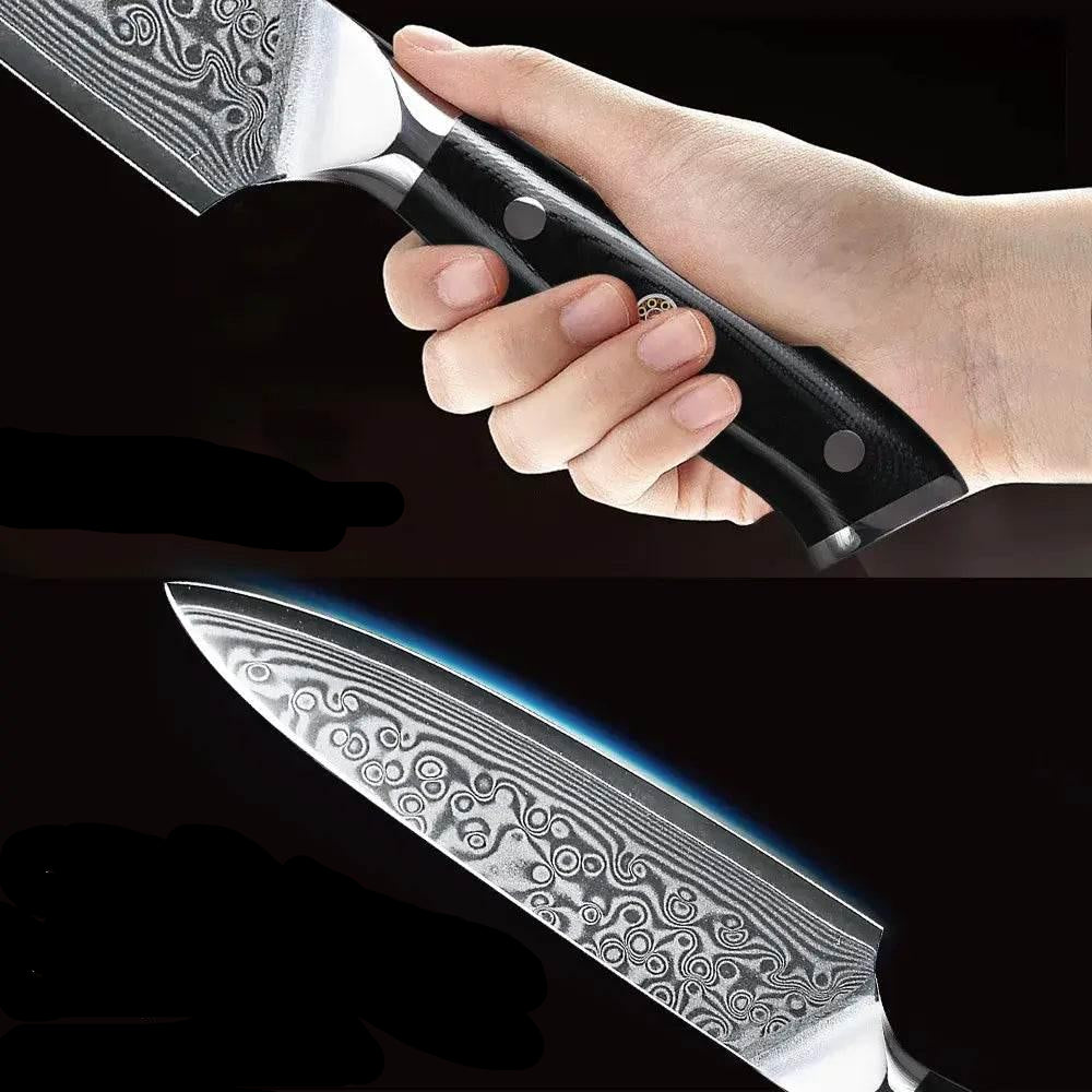 F.YOUNG 5-Zoll Damastmesser | 67 Lagen mit G10-Griff - Kochschein