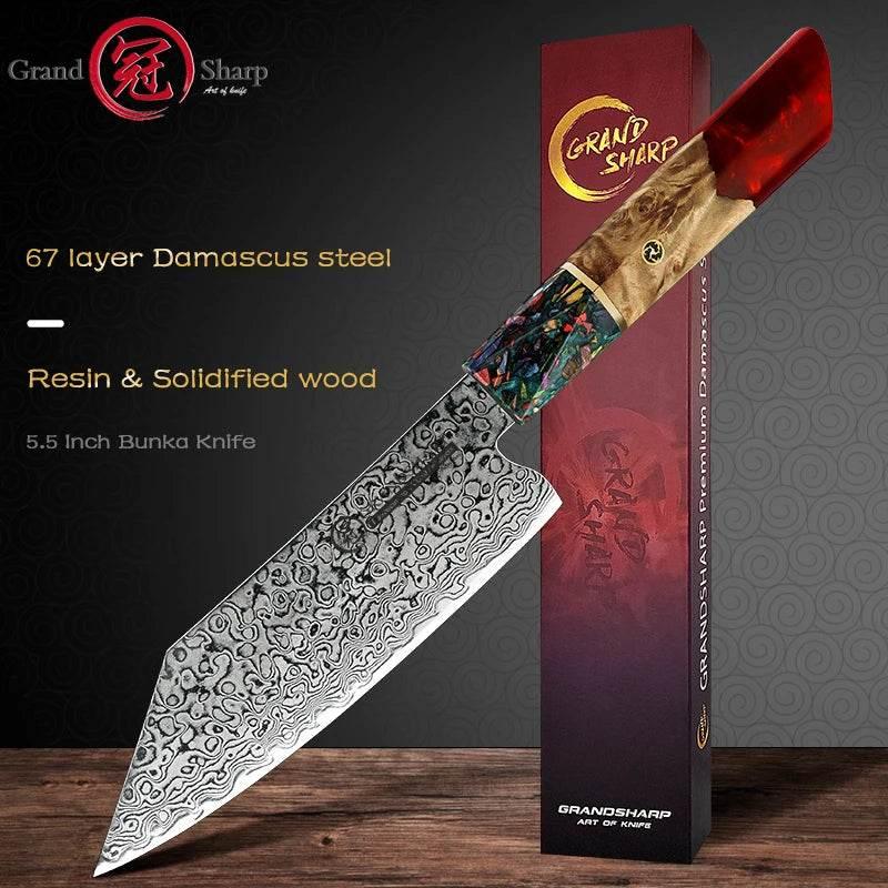 GRANDSHARP Japanisches Bunka Damastmesser 14 cm | 67-Lagen - Kochschein