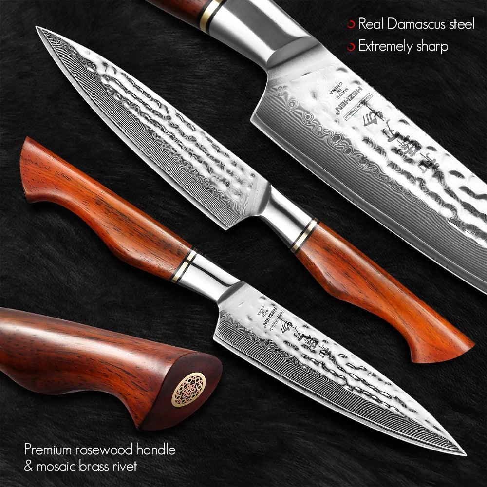 HEZHEN Damastmesser - Master Series 5 Zoll | 73-Lagen Premium Qualität - Kochschein