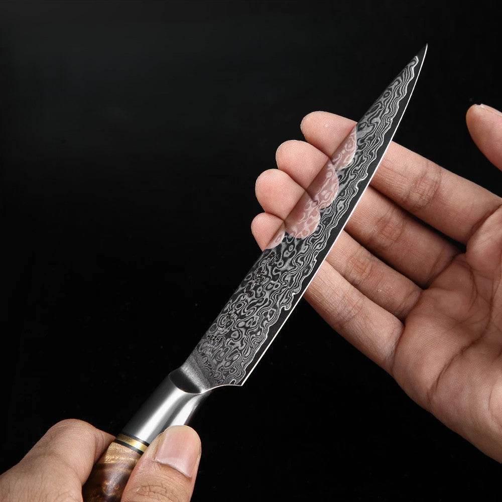 HEZHEN Utility Damastmesser - Master Series 5 Zoll | 67-Lagen - Kochschein