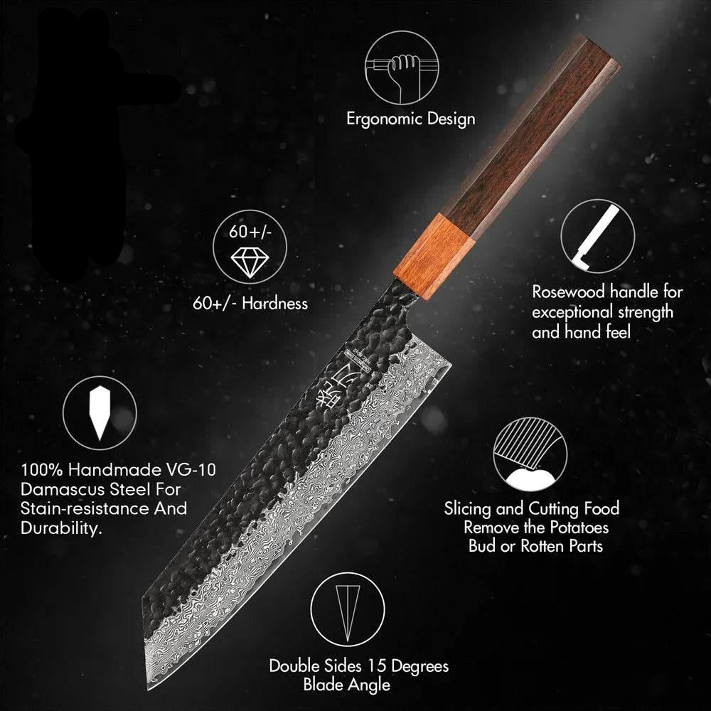 Japanisches Kiritsuke Damastmesser 20 cm | 67 Lagen - Handgeschmiedet - Kochschein