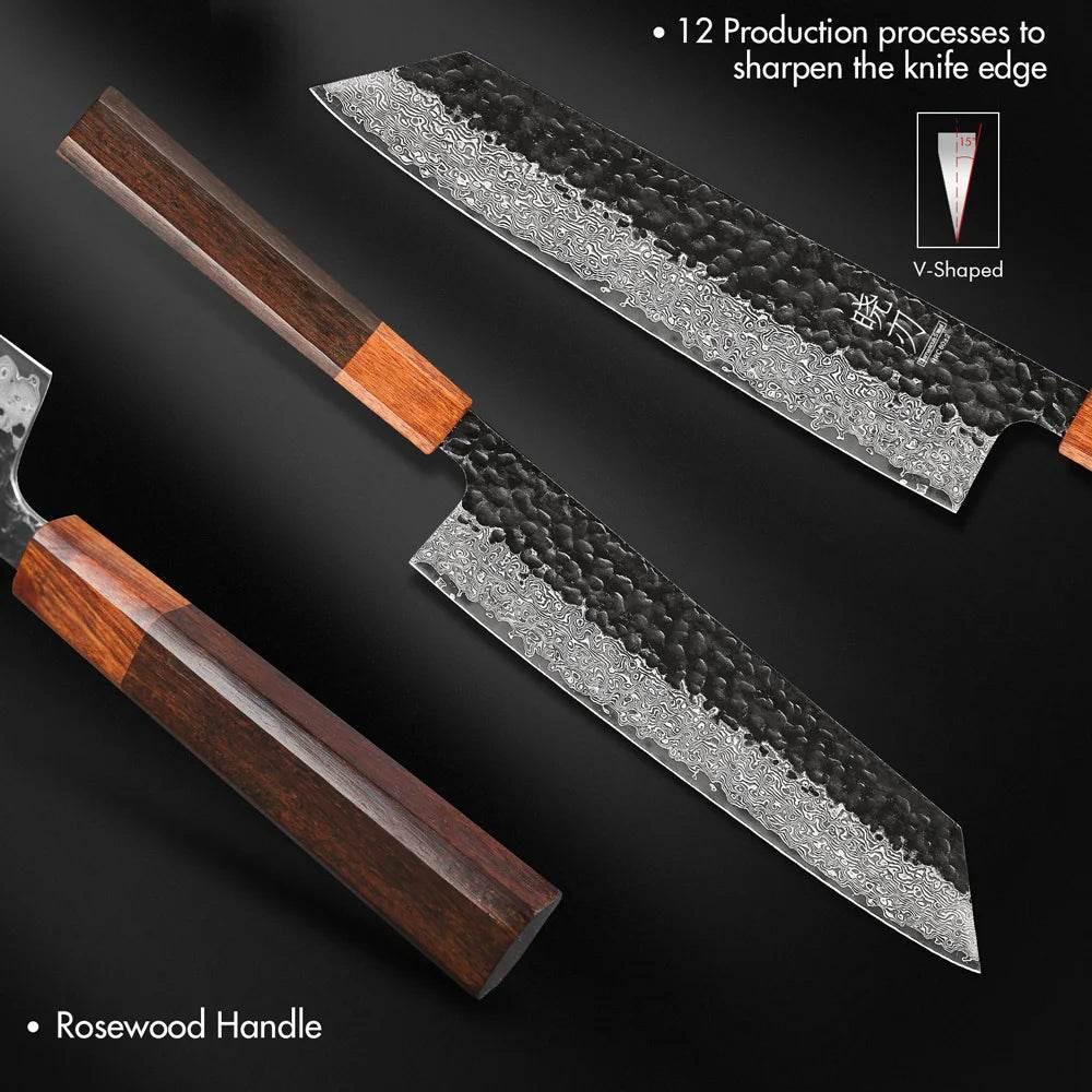 Japanisches Kiritsuke Damastmesser 20 cm | 67 Lagen - Handgeschmiedet - Kochschein