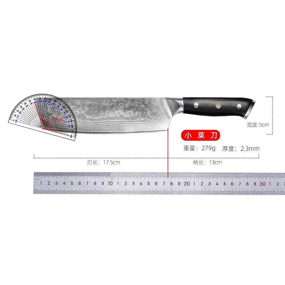 Japanisches Nakiri Damastmesser 7 Zoll mit Holzgriff | 67-Lagen VG10 Stahl - Kochschein