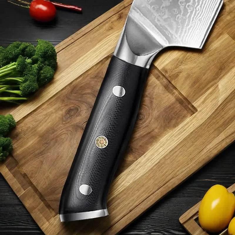 Japanisches Nakiri Damastmesser 7 Zoll mit Holzgriff | 67-Lagen VG10 Stahl - Kochschein