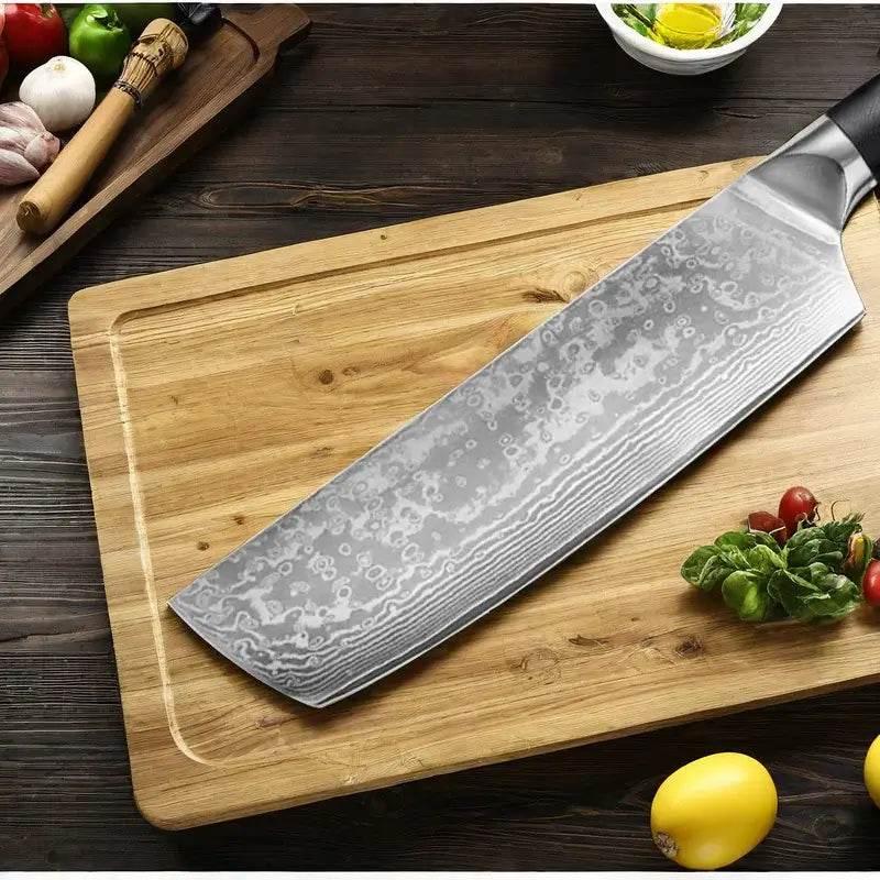 Japanisches Nakiri Damastmesser 7 Zoll mit Holzgriff | 67-Lagen VG10 Stahl - Kochschein