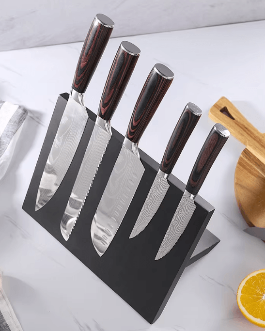 Magnetischer Messerblock aus MDF (Schwarz oder Moiré) - Kochschein