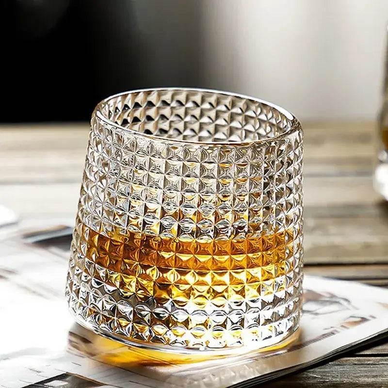 Rotierendes Whiskeyglas aus bleifreiem Kristallglas I (3 Varianten und Sets) - Kochschein