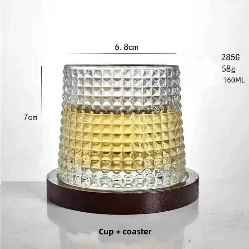Rotierendes Whiskeyglas aus bleifreiem Kristallglas I (3 Varianten und Sets) - Kochschein