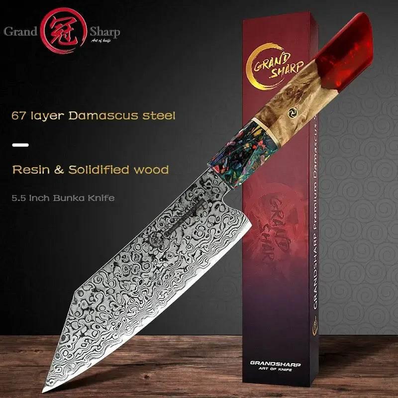 GRANDSHARP Japanisches Bunka Damastmesser 14 cm | 67-Lagen - Kochschein