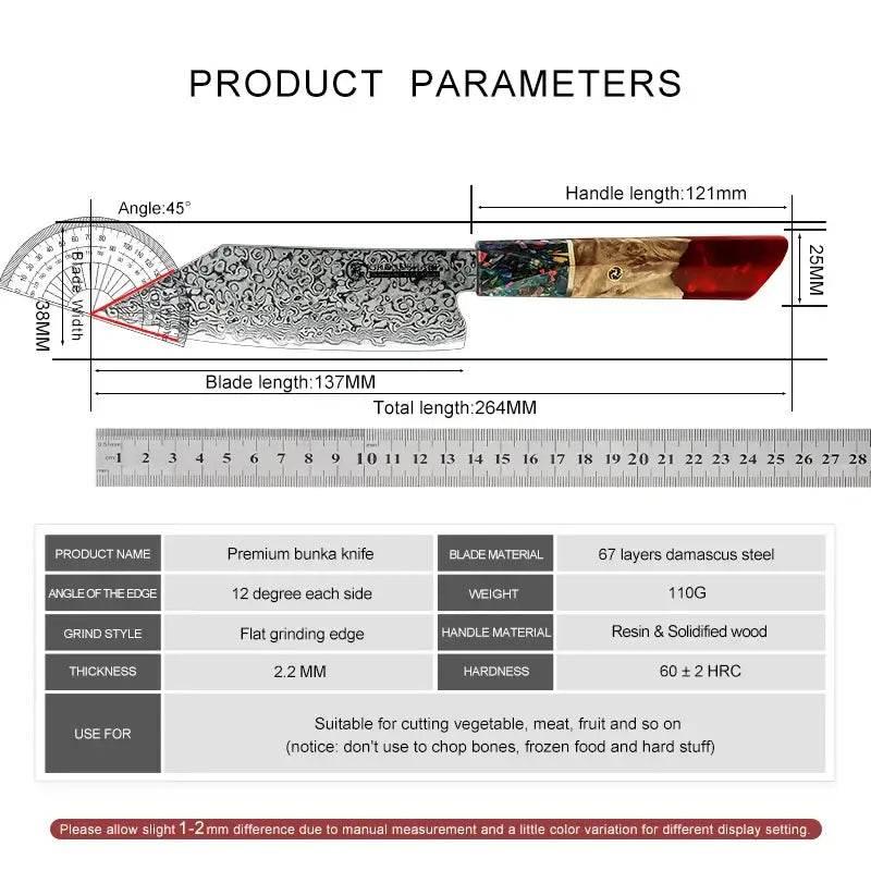 GRANDSHARP Japanisches Bunka Damastmesser 14 cm | 67-Lagen - Kochschein