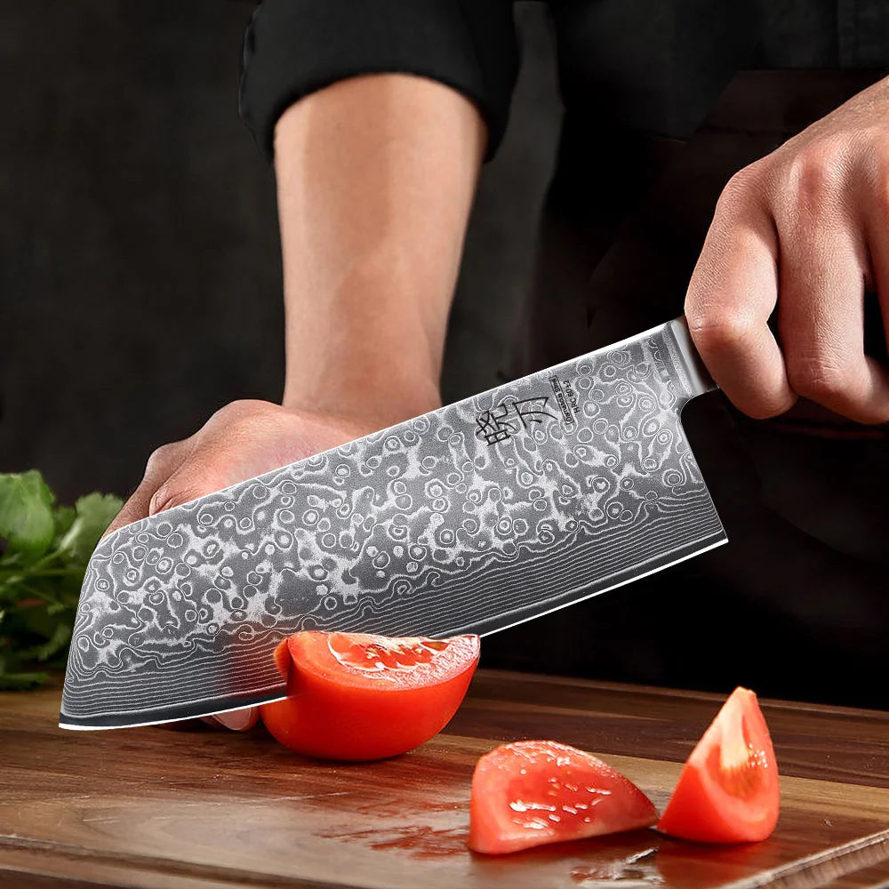 Japanisches Kochmesser - Damastmesser | Damaststahl 67 Lagen - 19.5 cm - Kochschein