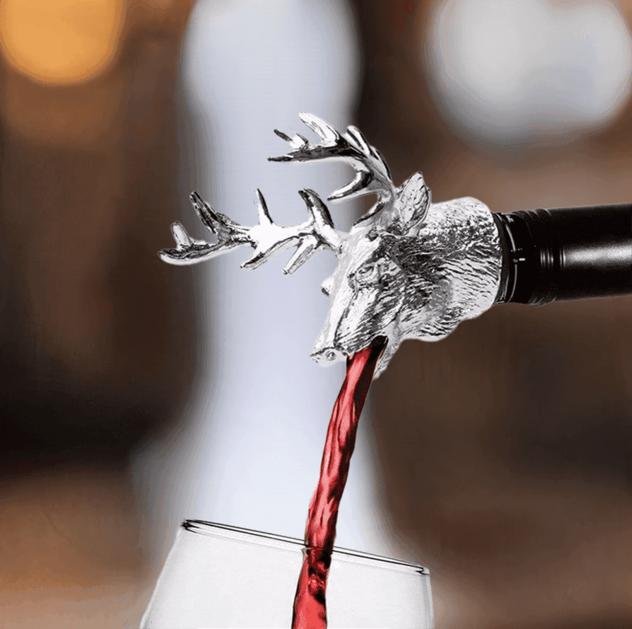 Silberner Hirsch Ausgießer mit Universalstopfen für Wein und Liköre – Kochschein