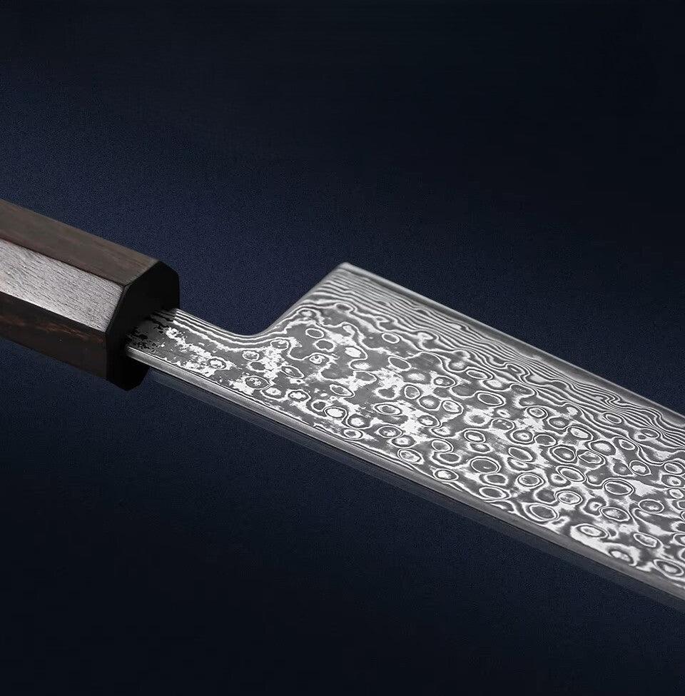 TURWHO Kiritsuke Damastmesser 7 Zoll - 17,8 cm | 73-Lagen Damaststahl - Kochschein