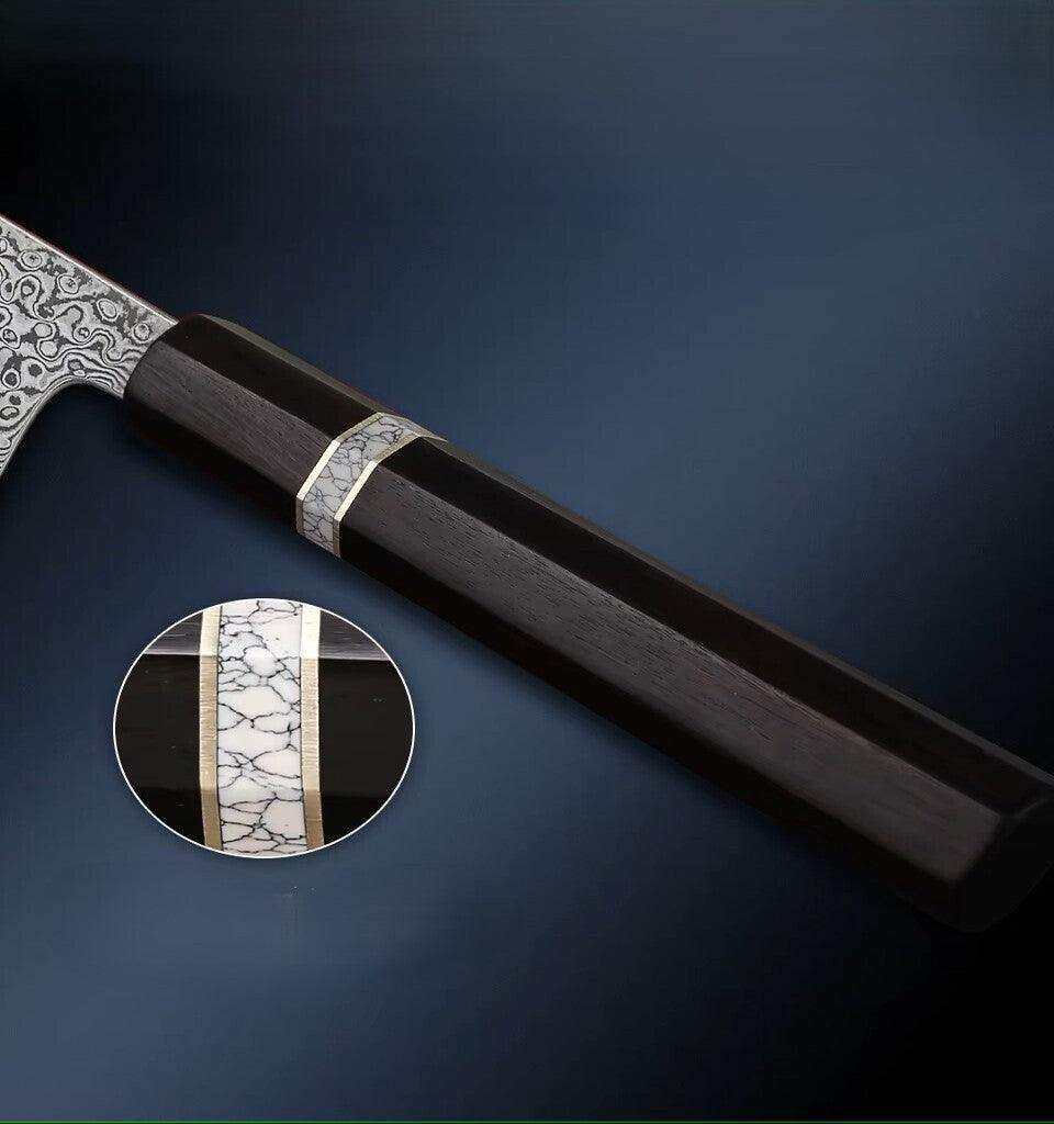 TURWHO Kiritsuke Damastmesser 7 Zoll - 17,8 cm | 73-Lagen Damaststahl - Kochschein