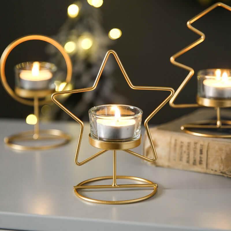 Wunderschöner Teelichthalter Gold Weihnachten (in drei Varianten) - Kochschein