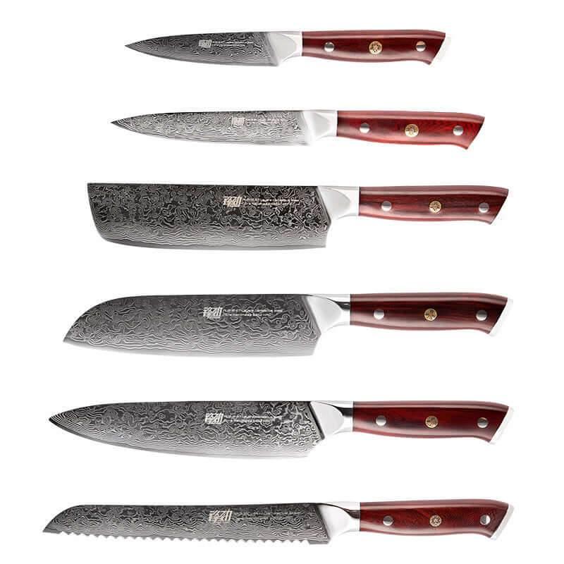 Wunderschönes Damastmesser 6er Set - inklusive Geschenkbox - Kochschein