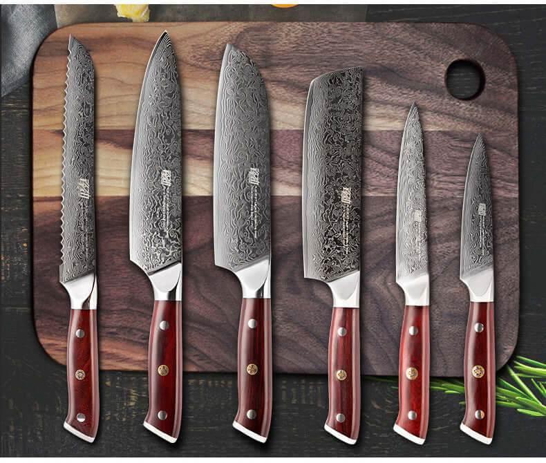 Wunderschönes Damastmesser 6er Set - inklusive Geschenkbox - Kochschein
