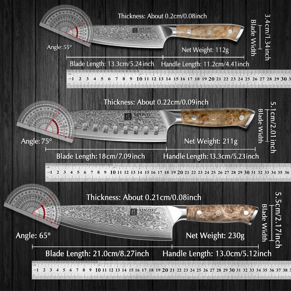 XINZUO Damastmesser Set - Yu-Series | 67 Lagen - Holzgriff (Einzeln oder Set) - Kochschein