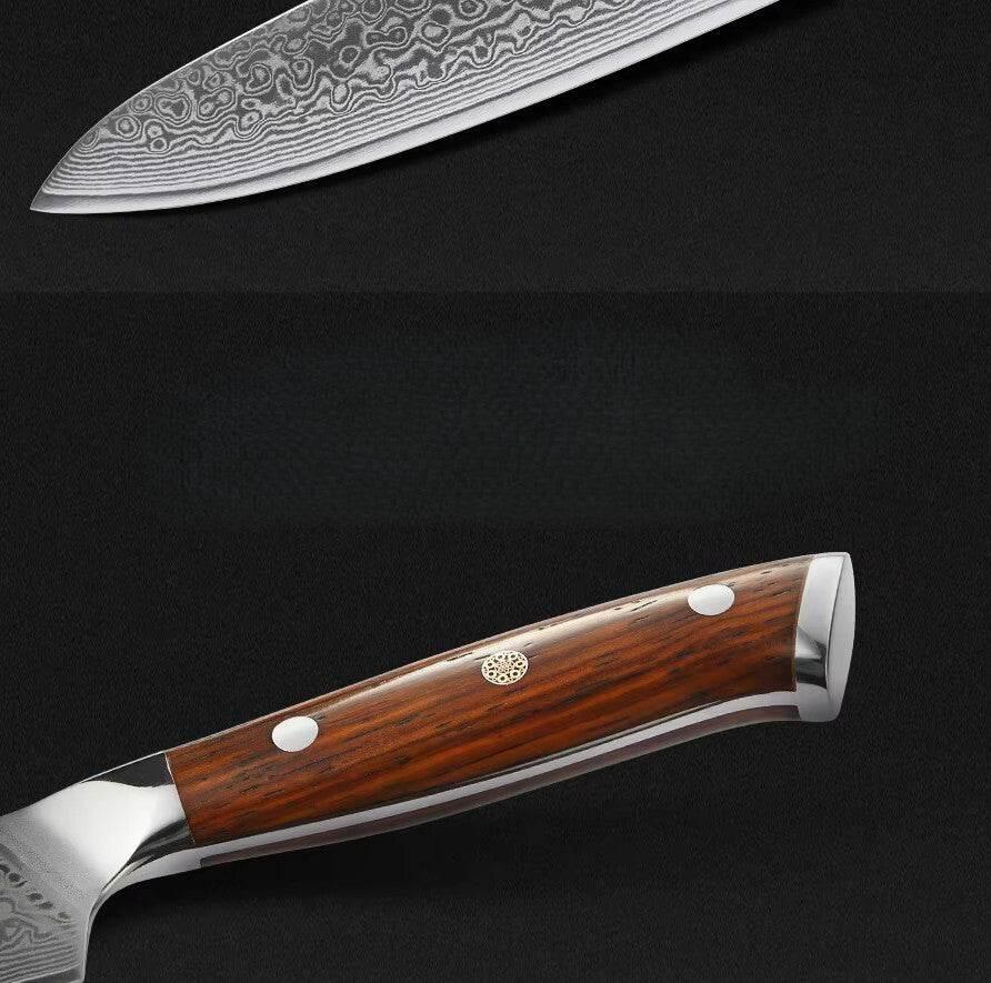 XINZUO Utility Damastmesser 5" – Japanischer Damaskus Stahl - Kochschein