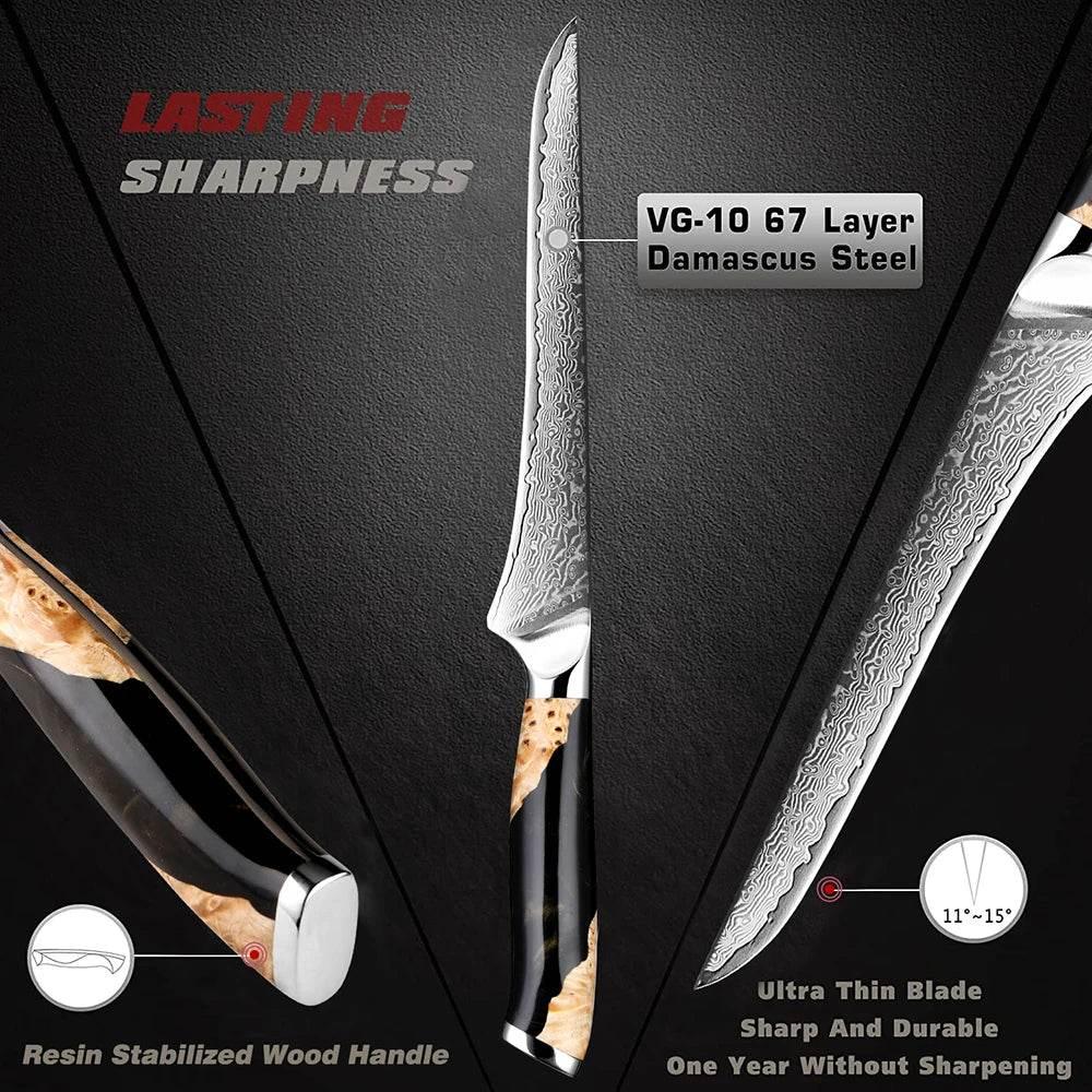XITUO Chef Boning Damastmesser - 6 Zoll | 67-Lagen - Kochschein