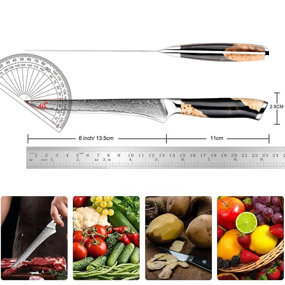 XITUO Chef Boning Damastmesser - 6 Zoll | 67-Lagen - Kochschein