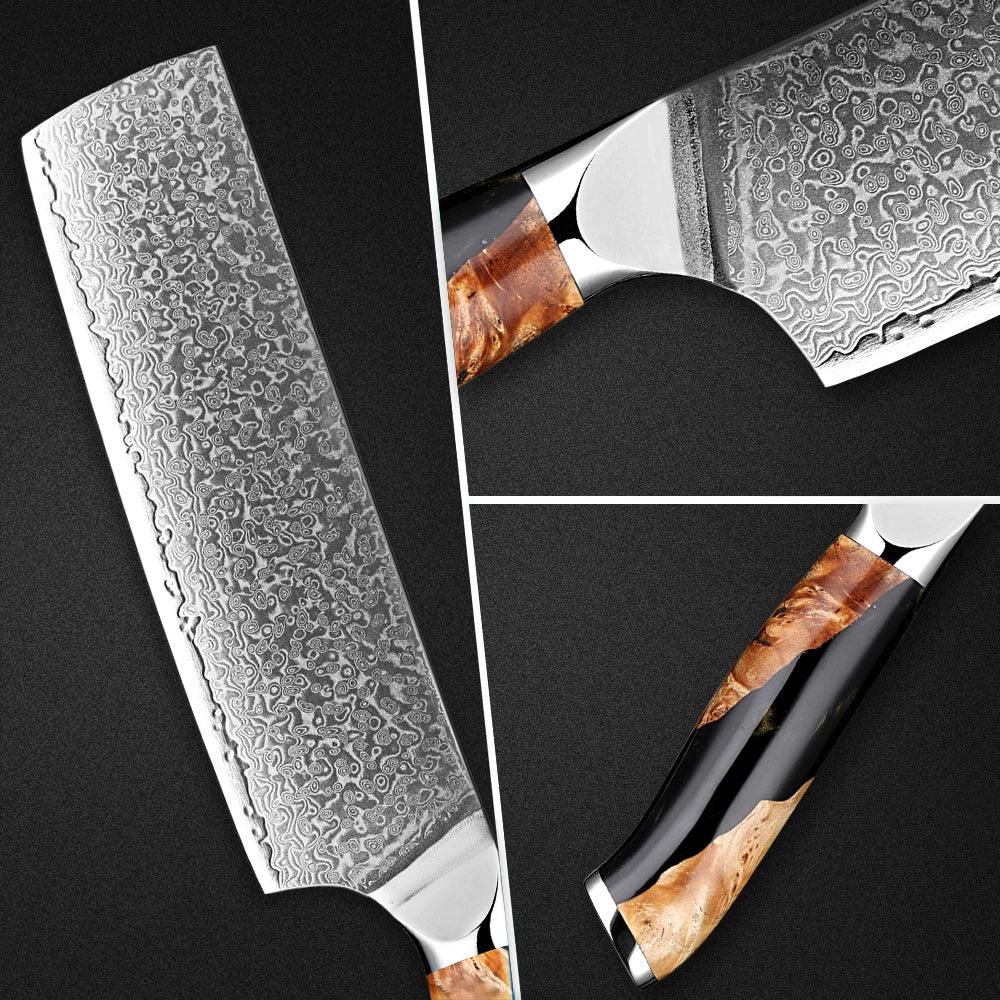 XITUO Japanisches Nakiri Damastmesser 7" | 67 Lagen Edelstahl VG10 - Kochschein