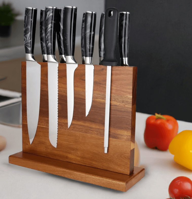 XITUO Doppelseitiger Magnetischer Messerblock Akazienholz - Kochschein