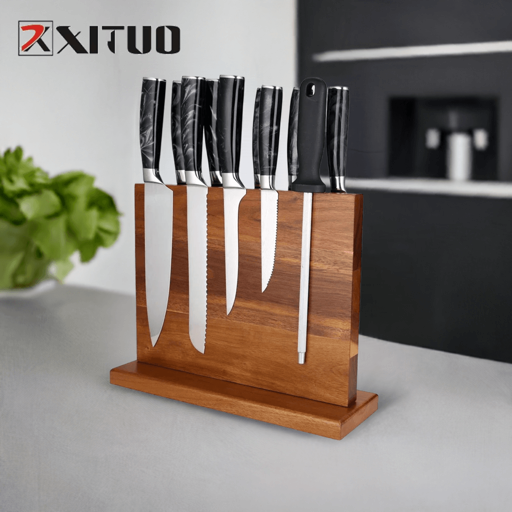 XITUO Doppelseitiger Magnetischer Messerblock Akazienholz - Kochschein