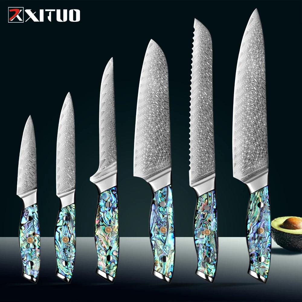 XITUO Premium Damastmesser Set - Art-Series | 67 Lagen (Einzeln oder 6er Set) - Kochschein