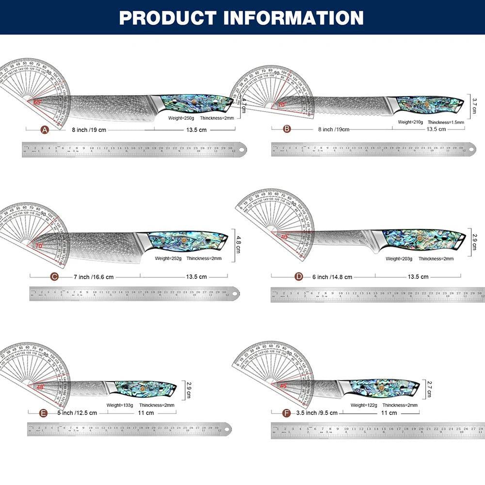 XITUO Premium Damastmesser Set - Art-Series | 67 Lagen (Einzeln oder 6er Set) - Kochschein