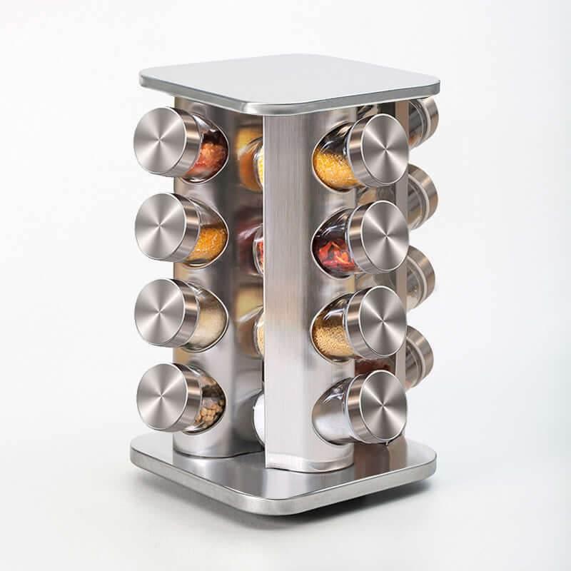 Edelstahl Drehgestell Gewürzständer Set Glas (verschiedene Größen) - Kochschein