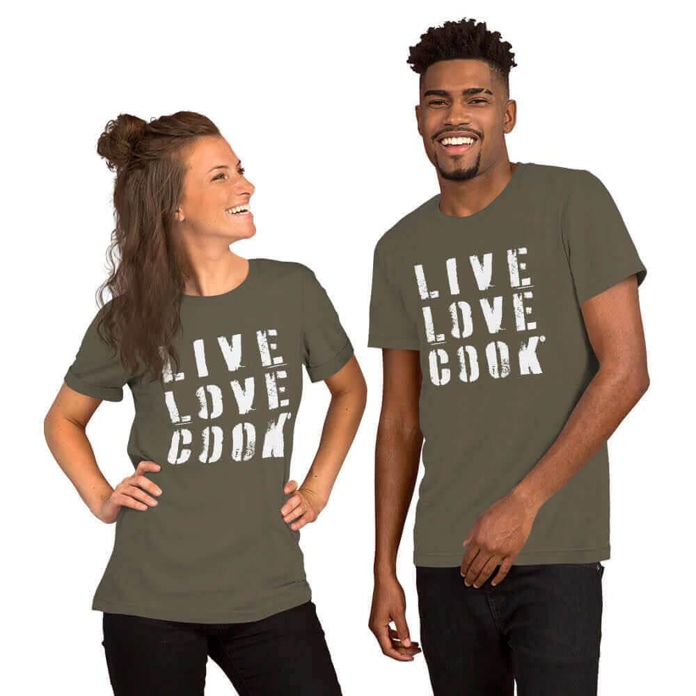 T-Shirt bedruckt - Baumwolle | Live-Love-Cook (viele Farben) - Kochschein