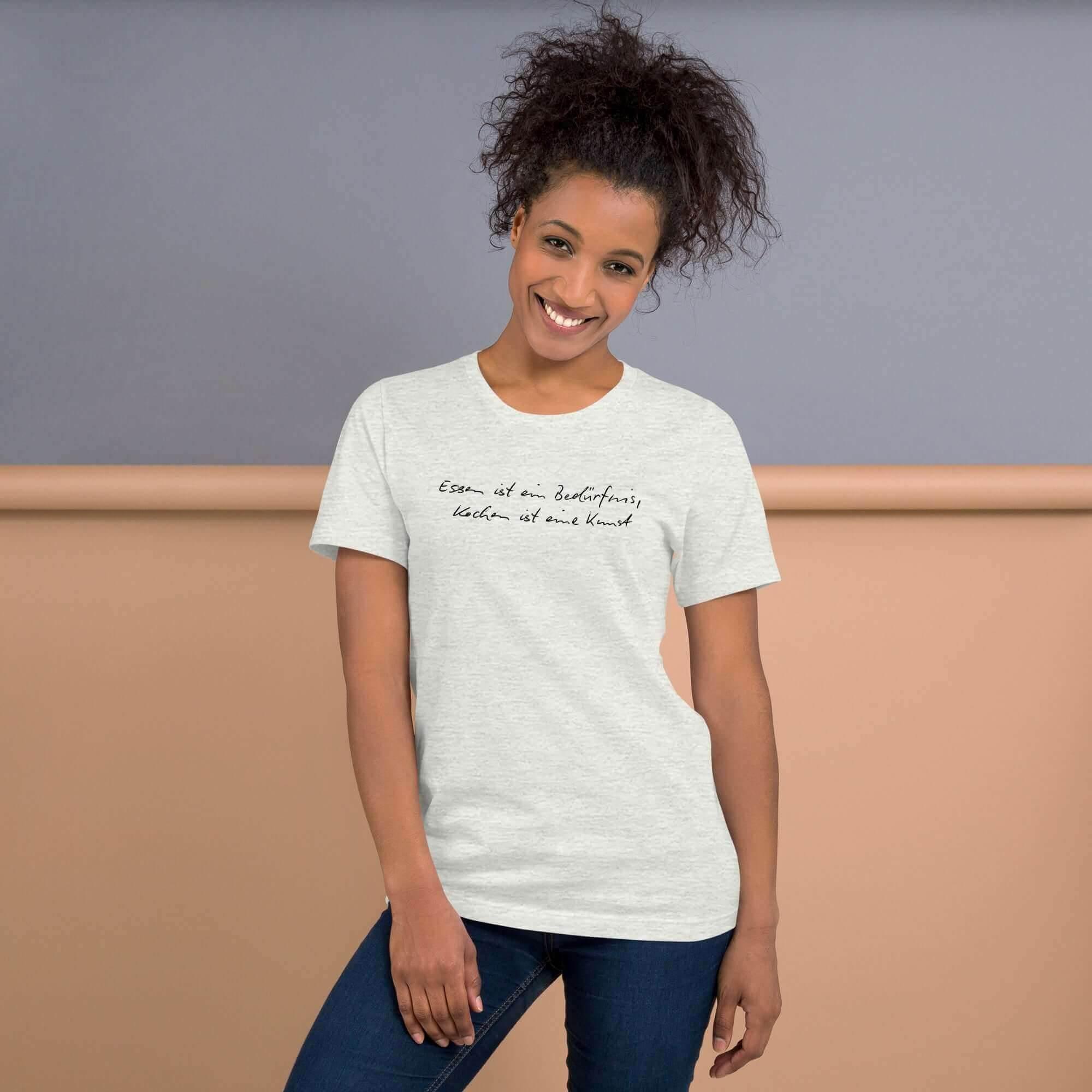T-Shirt bedruckt - Baumwolle | Kochen ist eine Kunst (in zwei Farben) - Kochschein