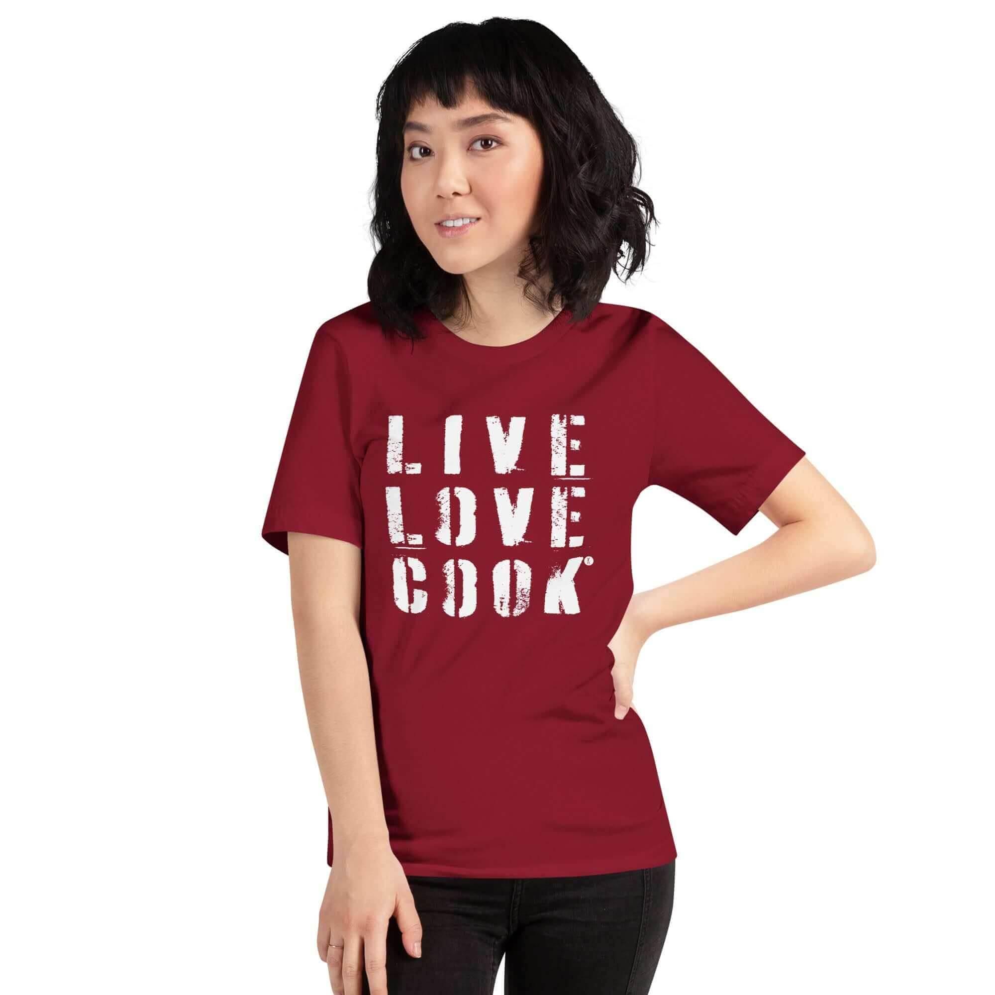 T-Shirt bedruckt - Baumwolle | Live-Love-Cook (viele Farben) - Kochschein