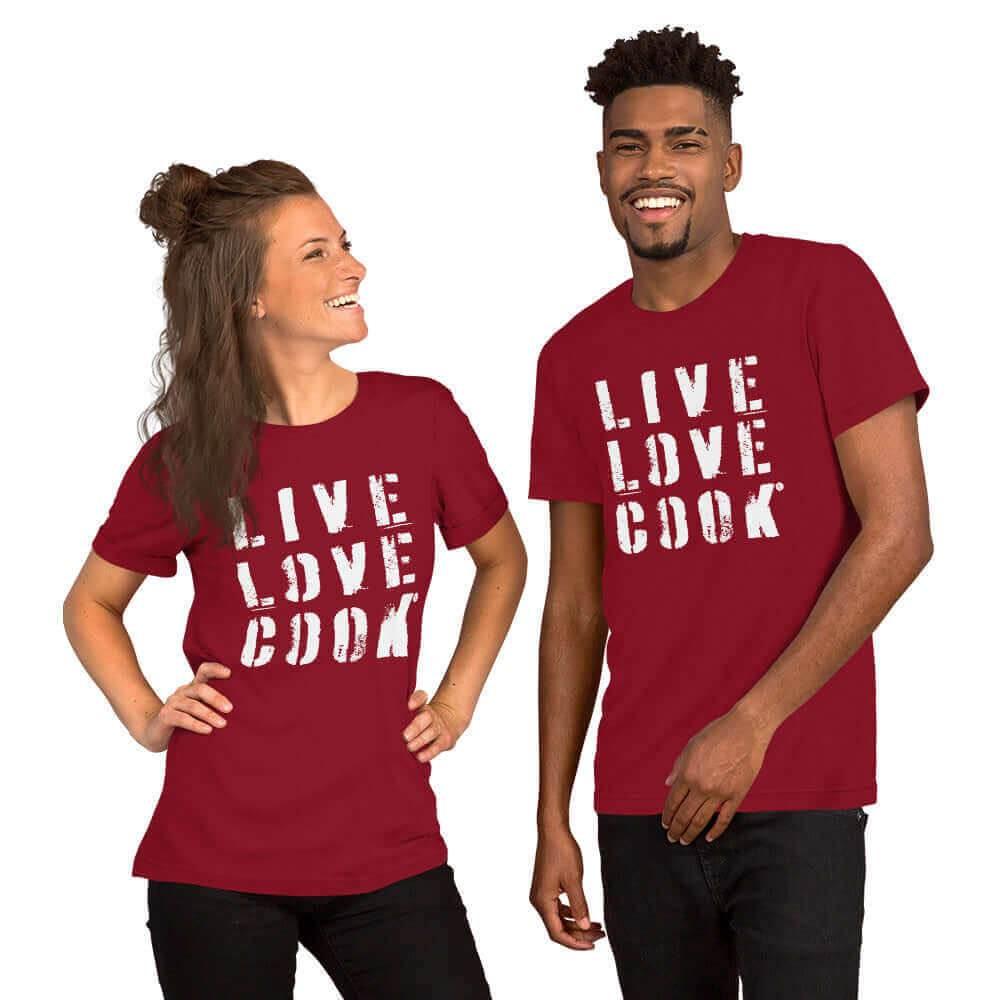 T-Shirt bedruckt - Baumwolle | Live-Love-Cook (viele Farben) - Kochschein