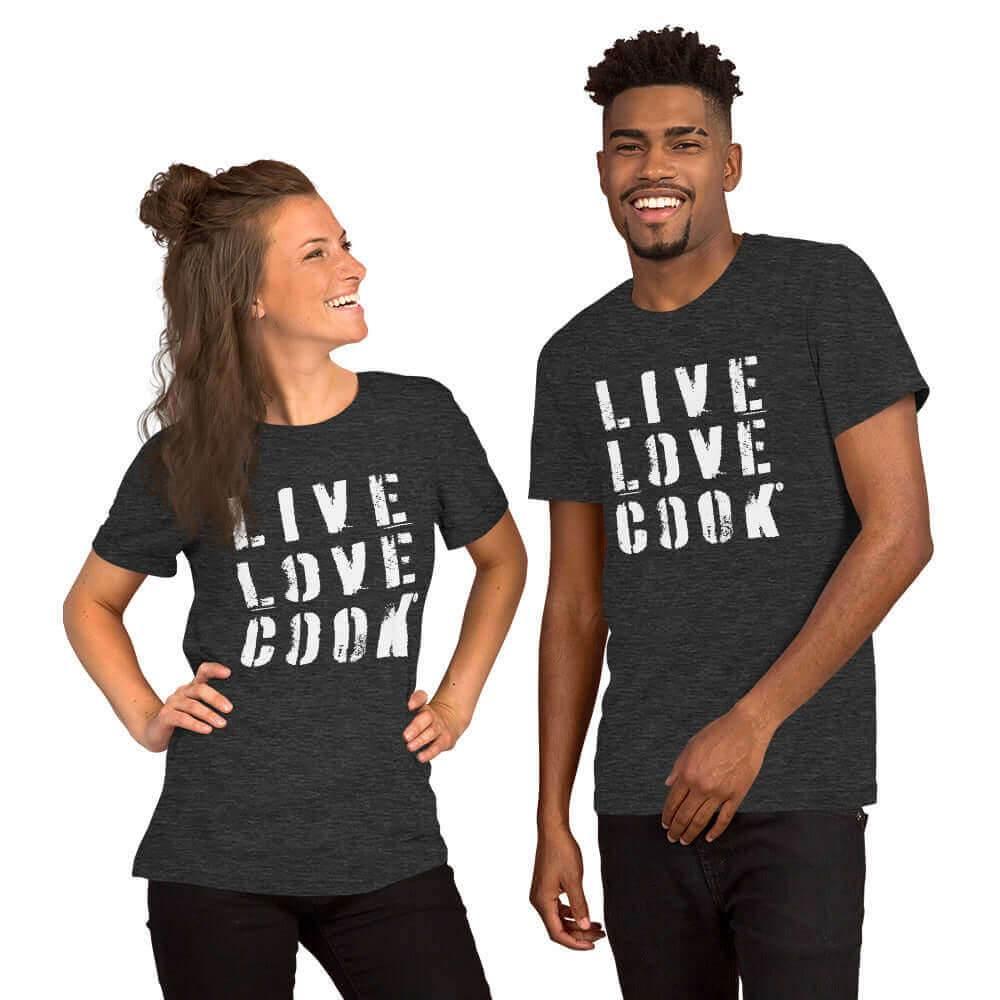 T-Shirt bedruckt - Baumwolle | Live-Love-Cook (viele Farben) - Kochschein