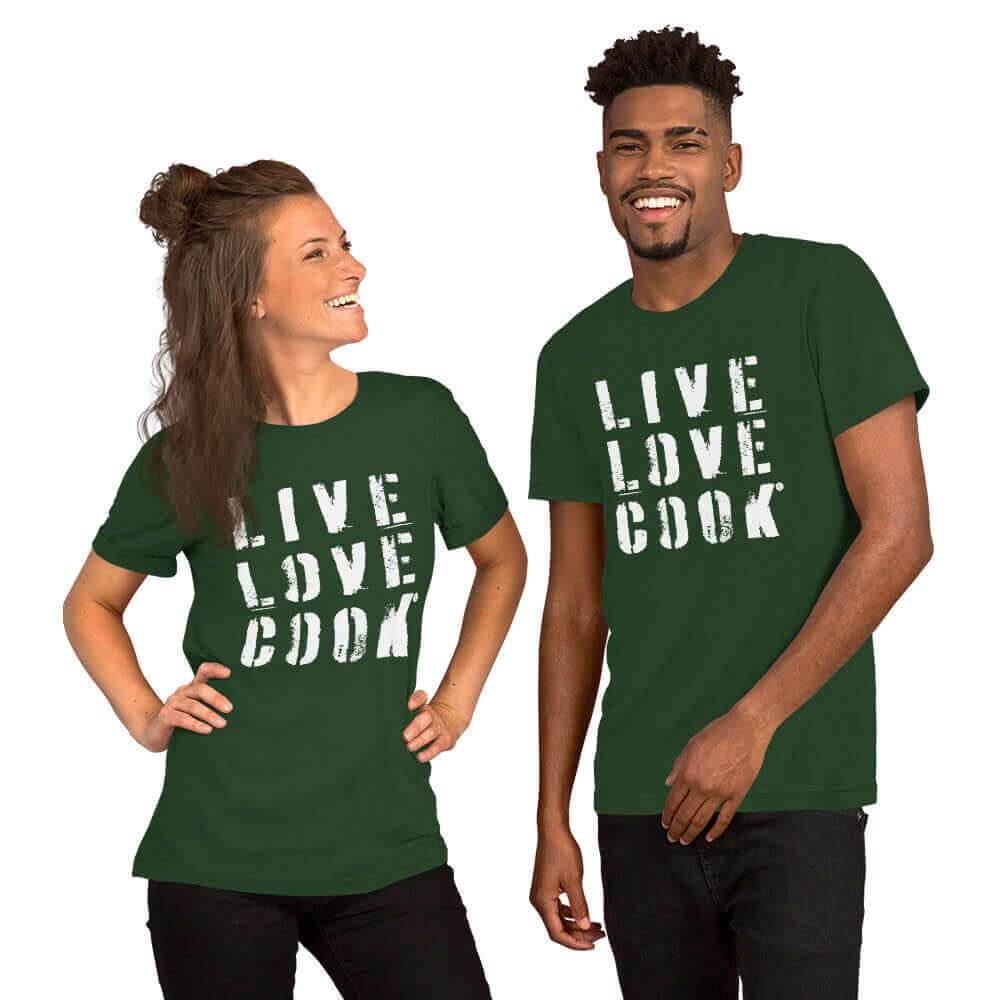 T-Shirt bedruckt - Baumwolle | Live-Love-Cook (viele Farben) - Kochschein