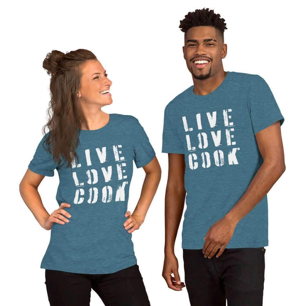 T-Shirt bedruckt - Baumwolle | Live-Love-Cook (viele Farben) - Kochschein